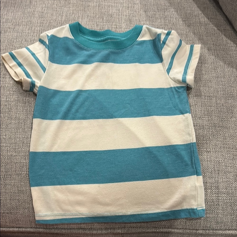 Cat & Jack Blue and White Striped Short Sleeve Tee